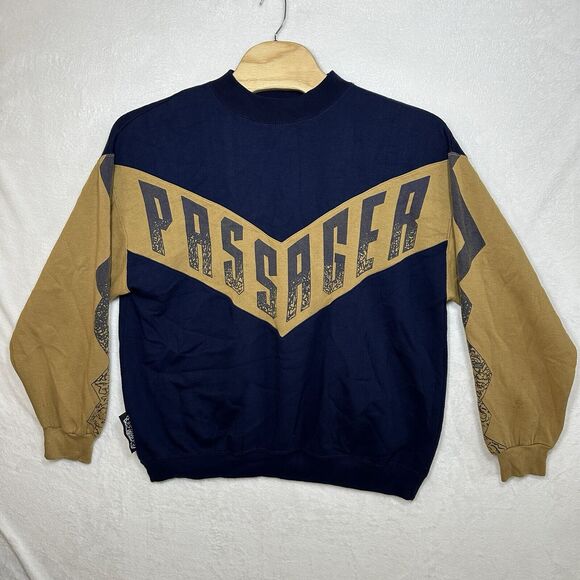 Vintage Passager Funwear Crewneck Sweater Men’s Size XL 90’s Blue And Gold - Picture 1 of 16